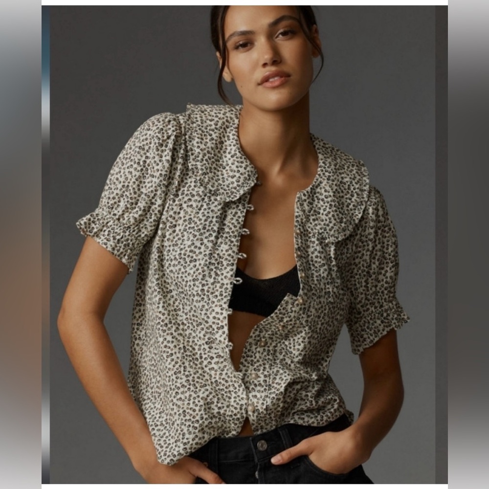 NWT Anthropologie Pilcro Kiera Floral Print Button-Up Blouse